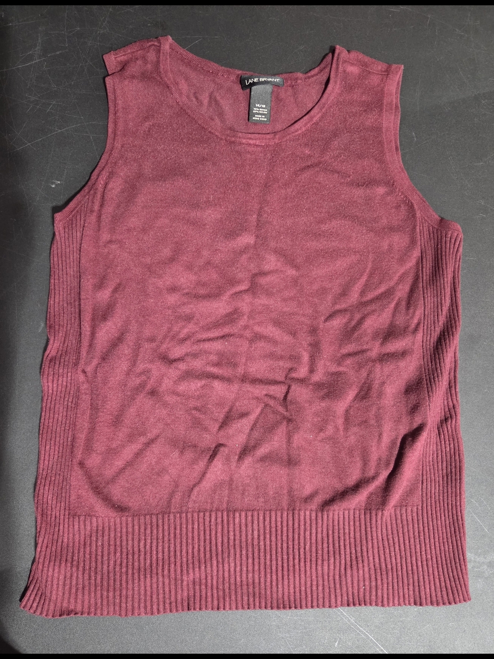 Lane Bryant Women's Crewneck Sleeveless Sweater - Wine